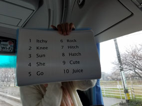 Learning how to count in Japanese on bus