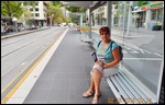 WAITING FOR THE FREE MELBOURNE TRAM.