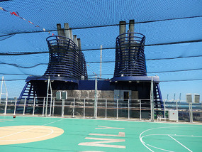 Basketball court next to the stacks