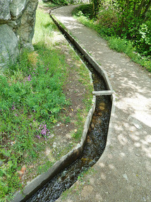 Melted snow makes its way down along the trail