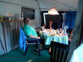 Inside the camper... waiting for supper
