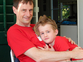 Father and son on a cozy afternoon.