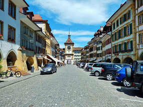 Full view of downtown Murten
