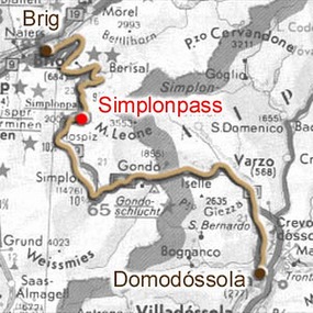 Map of the Simplon Pass