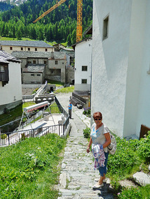 Walking down a narrow path in the old town