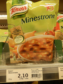 Soup:  $2.35 per 81 gram (2.9 oz) bag