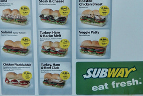 Subway sandwich:  $9.00 to $10.00 or more