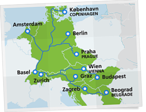 Map from Switzerland to Copenhagen