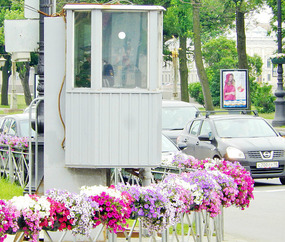 Russian police intersection control hut