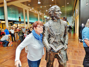 At the airport, Nelly kept busy...