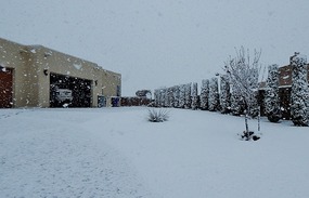 Winter scene, garage west side 12/26/2015