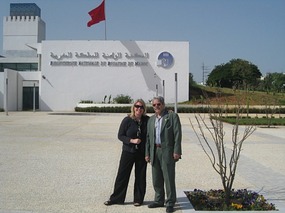 in front of the library with Omallie, rotary guide