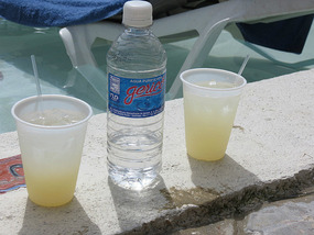 Pineapple juice and "water" at the pool