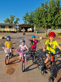 Cycling in Cloncurry: our cousins Audrey and Emily