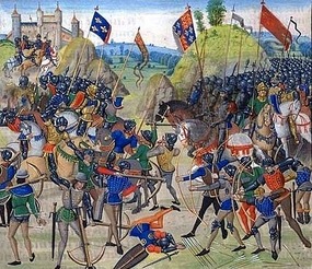 Ancient painting of battle of Crécy