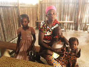 A congregant and children