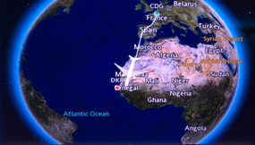 Our flight path to Senegal
