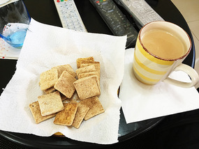 Cassava cookies and tea