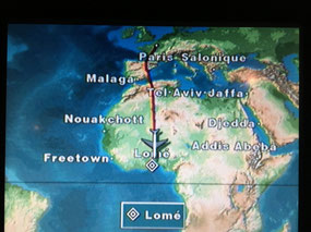 Flight map to Lomé