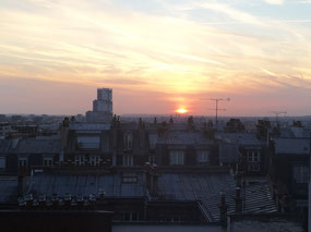 Sunset over the rooftops of Paris