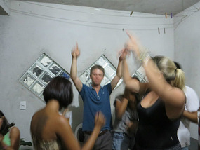 Putting my arms in the air and smiling