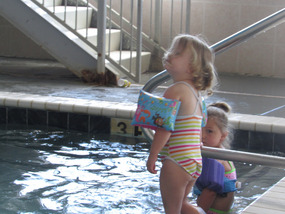 Emily comtemplating over the Water Slide