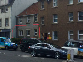 The red ringed windows are our Wee flat.