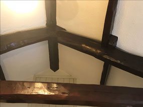 The bedroom ceiling.