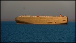 Sunset on container ship