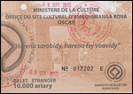 billet entrée ambohimanga, unesco heritage