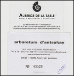 billet d'entrée arboretum antsokay
