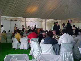 We eat in a huge tent
