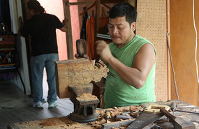 One of the wood carvers at the shop we visited