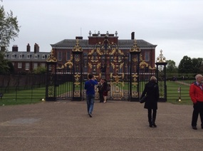 The gates (and Fay's back) of Kensington Palace