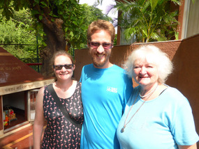 Pat, Ken and Jayna by the hotel's shrine