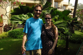 Us in the hotel's grounds