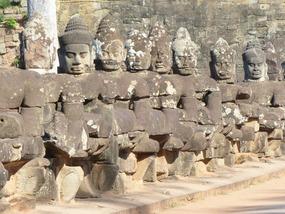 Statues at the south gate to Angkor Thom