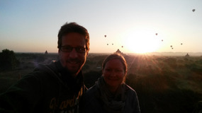 Ken and Jayna selfie at Shwesandaw Paya sunrise