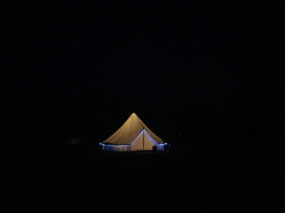 Our tent in the dark