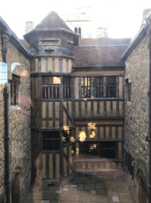 Replica Tudor buildings inside courtyard