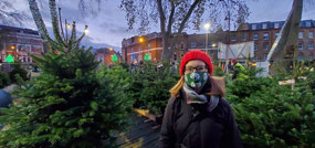 Finding a tree feat. new knitted beanie