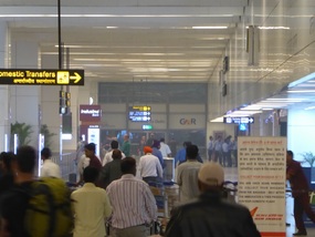 Smog inside New Delhi airport terminal