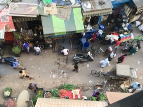 View from our room of the street behind our hotel