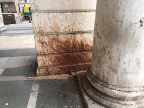Gutka juice spit on the walls of Connaught Place