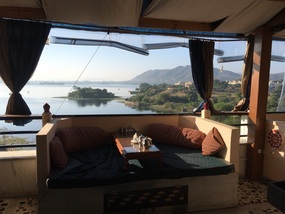 Rooftop restaurant in the morning