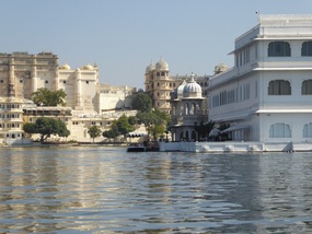 Taj Lake Palace with City Palace in background