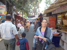 Heather outside Brahma Temple