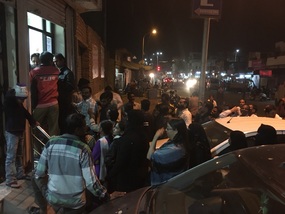 Heather queues for ATM