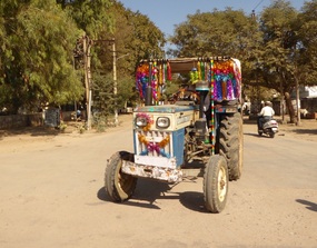 Decorated tractor