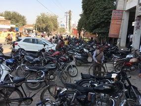 Bikes parked outside bank